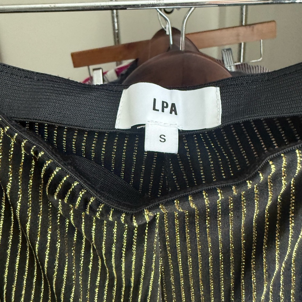 LPA Gold Metallic Ribbed Flare Pants - Picture 4 of 4